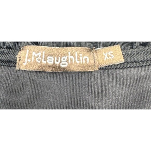 J. McLaughlin Black Catalina Cloth Ruffle Trim Faux Wrap Front Blouse Top Sz XS - Picture 6 of 10